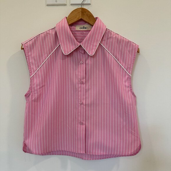 Eche Pink striped, sleeveless crop top - Picture 1 of 5